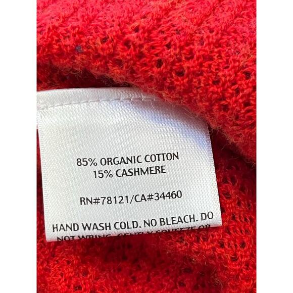 Eileen Fisher Women's Med Red Cashmere Blend Open Front Lightweight Cardigan - Picture 3 of 7